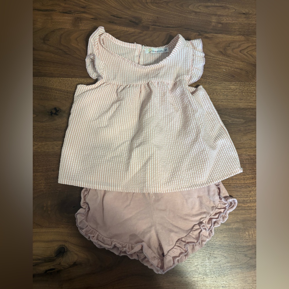 2t sunshine smocks smocked Pink Ruffled short set